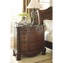 Load image into Gallery viewer, Luxurious North Shore Nightstand Marble Inlay Top 3 Drawers Dark Brown Finish