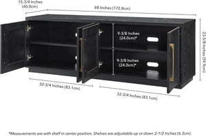 Black Grain Rectangular TV Stand, Living Room Furniture for TVs up to 80