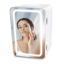 Load image into Gallery viewer, White Glass Door Mini Fridge Beauty &amp; Skincare Refrigerator, 6L Capacity, 10.6&quot;x11.7&quot;x7.7&quot;