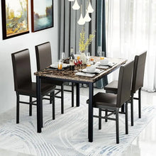 Load image into Gallery viewer, Dining Table Set for 4, 5 Pieces Faux Marble Kitchen Dining Set with 4 Leather Upholstered Chairs