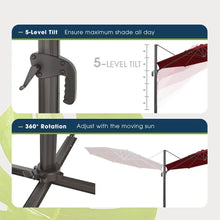 Load image into Gallery viewer, 10&#39; Outdoor Offset Patio Umbrella, 360° Rotation, Fade &amp; UV Resistant, Aluminum Pole