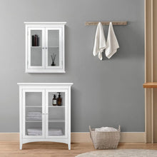 Load image into Gallery viewer, White Home Wooden Floor Cabinet 2 Glass Doors - Stylish Storage Solution