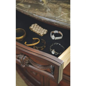 Luxurious North Shore Nightstand Marble Inlay Top 3 Drawers Dark Brown Finish