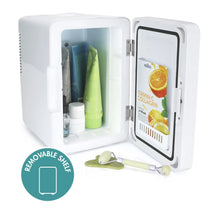 Load image into Gallery viewer, White Glass Door Mini Fridge Beauty &amp; Skincare Refrigerator, 6L Capacity, 10.6&quot;x11.7&quot;x7.7&quot;