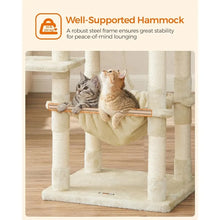 Load image into Gallery viewer, Cat Condo Cat Tower 56.3-Inch with Scratching Posts Hammock Plush Perch Light Gray UPCT