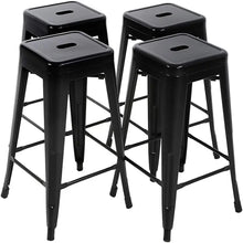 Load image into Gallery viewer, Counter Height Barstools Set of 4 Metal Bar Stools 24 Inch Stackable Indoor Outdoor Patio