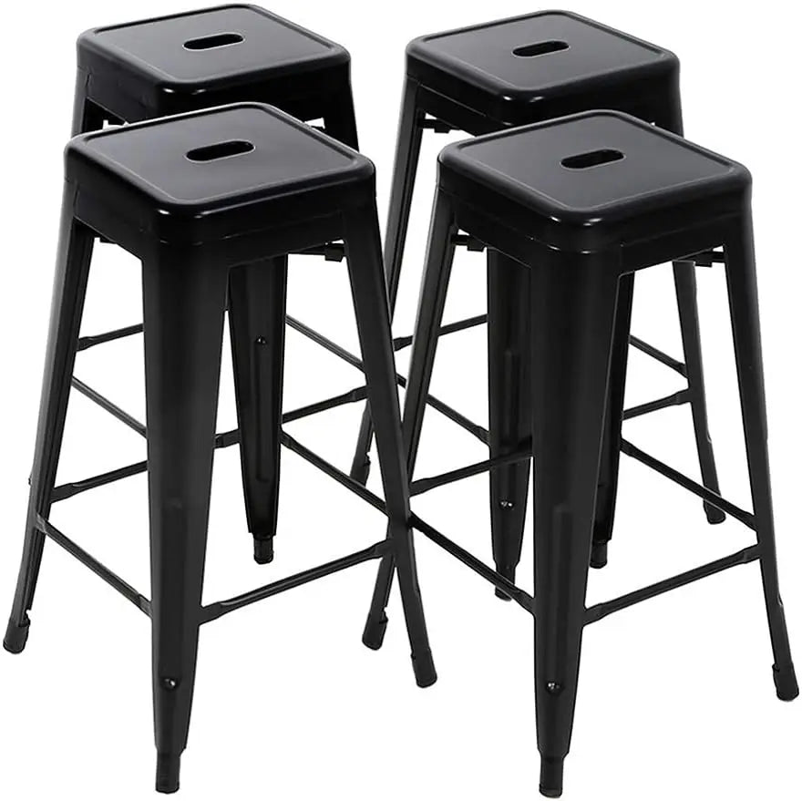 Counter Height Barstools Set of 4 Metal Bar Stools 24 Inch Stackable Indoor Outdoor Patio