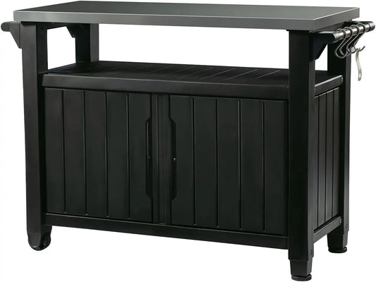Keter Unity XL Portable Table and Storage Cabinet, in Dark Grey