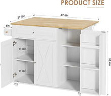 Load image into Gallery viewer, Rolling Kitchen Island Cart with Drop Leaf, Spice Rack, Drawer, Towel Rack