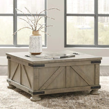 Load image into Gallery viewer, Farmhouse Square Coffee Table with Lift Top Storage, Grayish Brown, 36&quot; x 36&quot; x 18&quot;