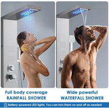 Load image into Gallery viewer, LED Shower Panel Tower System, 5-Function Column, Rainfall &amp; Waterfall Head, 4 Jets