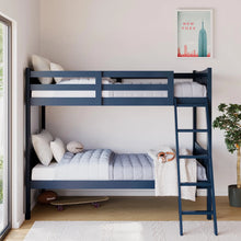 Load image into Gallery viewer, Navy Blue Twin-over-Twin Bunk Bed, Gold Certified, Converts to 2 Twin Beds