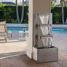 Load image into Gallery viewer, Outdoor Industrial Patio Waterfall Fountain: Multi-Tiered 43&quot; Gray Soothing
