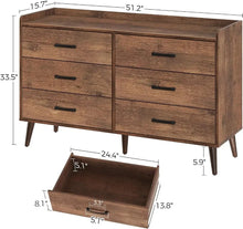 Load image into Gallery viewer, Quick Install Drawer Dresser | 6 Wooden Drawers Storage Dresser