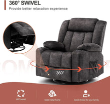 Load image into Gallery viewer, Lazy Boy Massage Rocker Recliner | Heated 360° Swivel Chair w/ Cup Holders