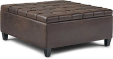Load image into Gallery viewer, 36&#39;&#39; Square Coffee Table Lift Top Storage Ottoman, Distressed Brown Faux Leather