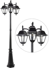 Load image into Gallery viewer, Outdoor Solar Post Light, Black Pole Lamp, 600 Lumen Dusk-to-Dawn Street Light