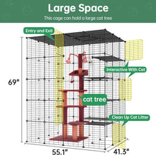 Load image into Gallery viewer, Large Cat Cage Indoor Metal Wire Kennel Crate for 1-4 Cats, 54&quot;L x 41&quot;W x 69&quot;H, Black