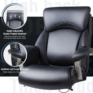 Heavy Duty Computer Chair, Extra Wide Seat, High Back Executive, 500lbs