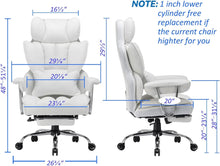 Load image into Gallery viewer, Big and Tall High Back PU Leather Wide Computer Chair for Heavy People - White