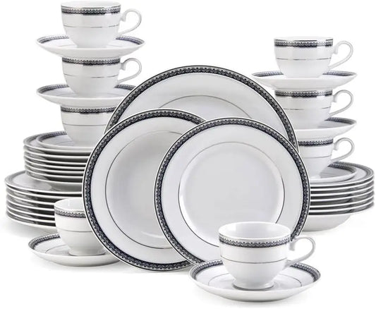 Platinum Crown Cobalt 40-Piece Dinnerware Set - Service for 8, Elegant and Stylish