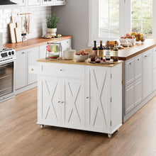 Load image into Gallery viewer, Rolling Kitchen Island Cart with Drop Leaf, Spice Rack, Drawer, Towel Rack