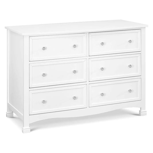White 6-Drawer Double Wide Dresser - Spacious Storage for Bedroom Furniture
