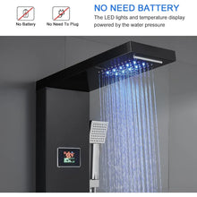 Load image into Gallery viewer, Black Rainfall Waterfall Shower Panel with LED Lights, 5-in-1 Shower Tower System