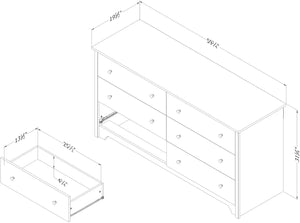 Natural Ash Bedroom Furniture 6-Drawer Double Dresser