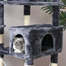 Load image into Gallery viewer, Large 66.3 Inch Cat Tower Multi-Level with Plush Top Perches Sisal Scratching Post Play House