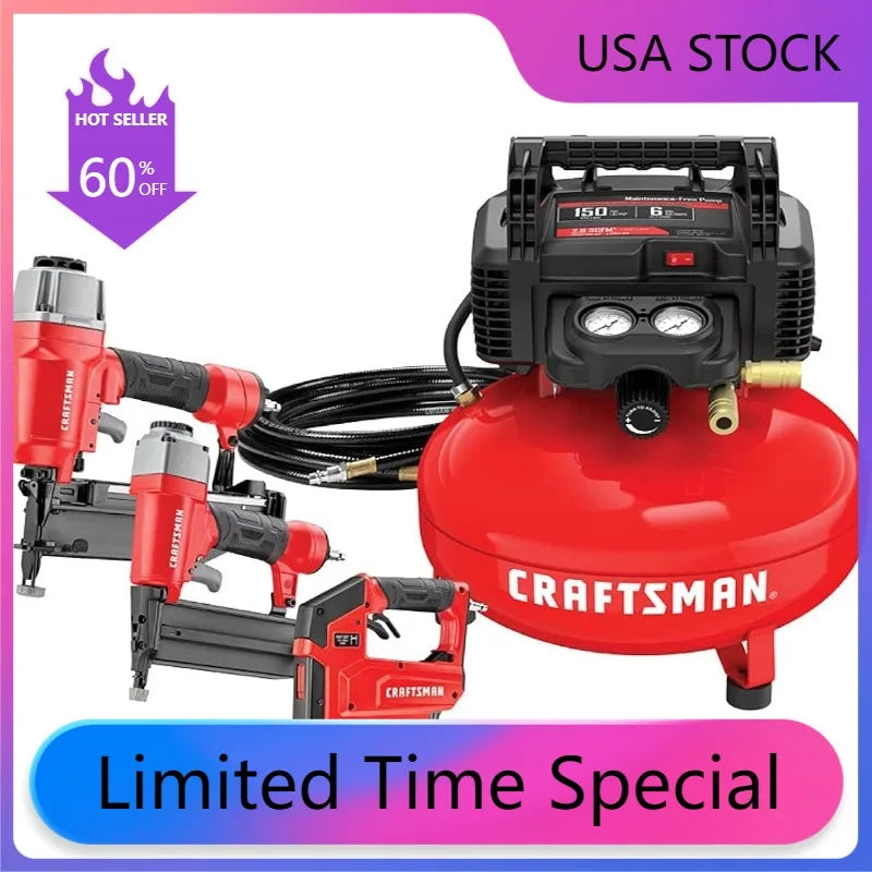 6 Gallon Pancake Compressor Combo Kit 3 Tool CMEC3KIT Power & Hand Tools