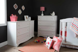 Pure White 3-Drawer Dresser with Door