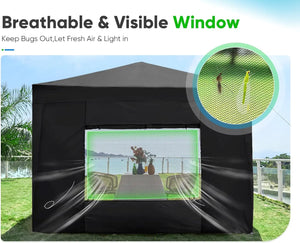 Outdoor Privacy 8x8 Pop-Up Canopy Tent Sidewalls Roll-up Ventilated Windows