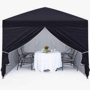 Canopy Tent 10x10 with Church Window Sidewalls (Black)