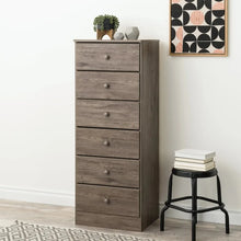 Load image into Gallery viewer, Tall Gray 6-Drawer Chest of Drawers for Bedroom, 16&quot;D x 20&quot;W x 52&quot;H