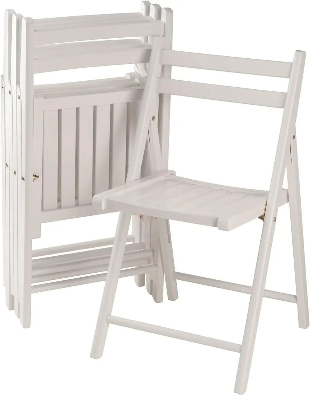 White Folding Chair Set, Medium Size, 4 Pieces