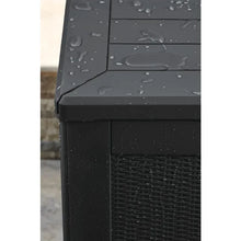 Load image into Gallery viewer, X-Large Resin Outdoor Storage Deck Box 134 Gal. Charcoal Decorative Pattern