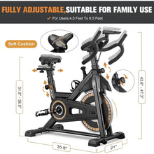 Load image into Gallery viewer, Exercise Bike with Cushioned Seat | Indoor Cycling for Home Cardio Workouts, LCD Display