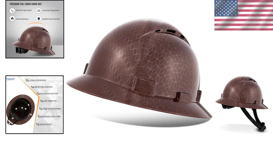 Lightweight Fiberglass Full Brim Hardhat with 6-Point Suspension - Universal Fit