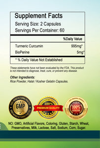 Turmeric Curcumin BioPerine 1000mg Serving High Potency 120 Capsules Pill Best PL