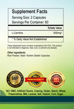 Load image into Gallery viewer, L-Carnitine 1000mg Serving 120 Capsules High Potency, Best Quality HUGE BOTTLE PL