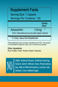 Astaxanthin Antioxidant 12mg 120 Capsules Max Triple Strength Best Quality Price Sunlight