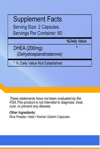 DHEA 200mg Serving High Potency Big Bottle 120 Capsules CH