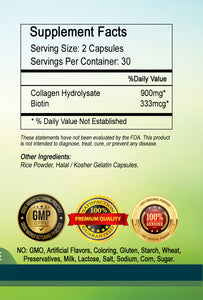 Collagen+ Biotin Optimizer 900mg Serving For Joints, Hair, Nail, Skin Big Bottle 60 Capsules PL