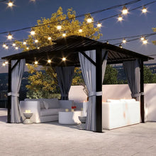 Load image into Gallery viewer, 10&#39;x12&#39; Outdoor Gazebo, Double Roof Design with Aluminum Frame, Netting and Curtains