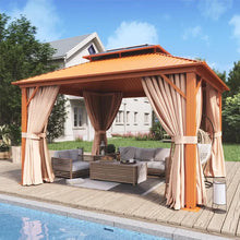 Load image into Gallery viewer, 10&#39;x12&#39; Outdoor Gazebo, Double Roof Design with Aluminum Frame, Netting and Curtains