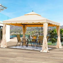 Load image into Gallery viewer, 10x20 Ft Outdoor Gazebo - Double Roof, Steel Frame, Netting, Shade Curtains for Garden