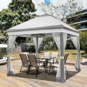 11x11 Ft Outdoor Gazebo, Pop Up Canopy Shelter, Instant Patio Tent with 4 Sandbags