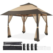 Load image into Gallery viewer, 11x11 Ft Outdoor Gazebo, Pop Up Canopy Shelter, Instant Patio Tent with 4 Sandbags