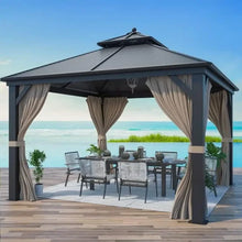 Load image into Gallery viewer, 10&#39;x13&#39; Galvanized Steel Outdoor Gazebo - Double Roof Aluminum Frame, Canopy with Netting